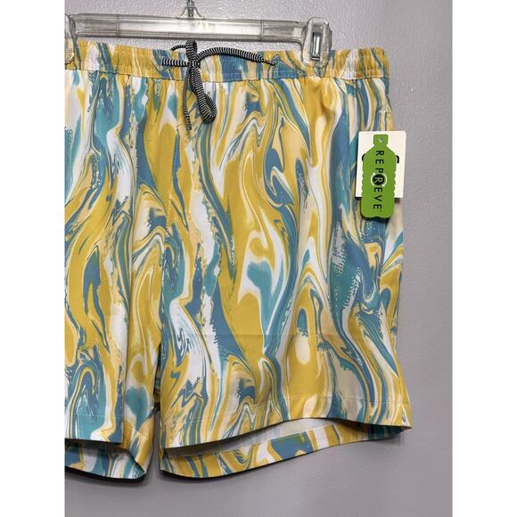 Open Edit Men's Yellow/Blue Swirl Recycled Volley Swim Trunks XL NWT - Picture 4 of 9